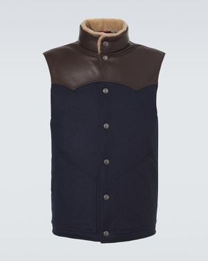 Brunello Cucinelli Chaleco De Lana Con Piel Y Borrego - Azul