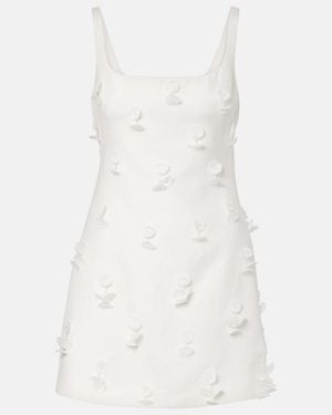 Jonathan Simkhai Calinn Floral-Applique Linen-Blend Minidress - White