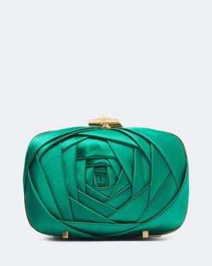 Roger Vivier Rose Vivier Satin Clutch - Green