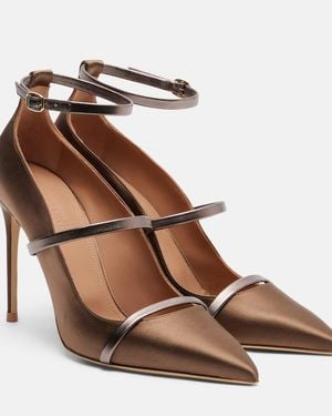 Malone Souliers Pumps Diaz 100 Aus Satin Mit Leder - Braun