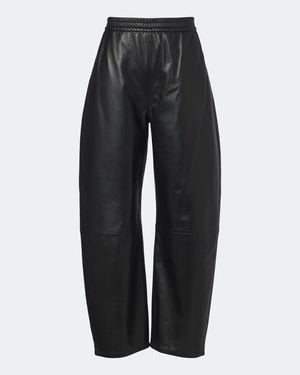 Arma Noa Leather Barrel-Leg Trousers - Black