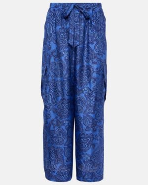 Zimmermann Silk Cargo Pants - Blue