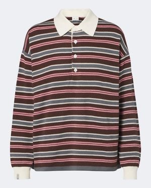 The Upside Wonder Striped Cotton Polo Sweater - Red