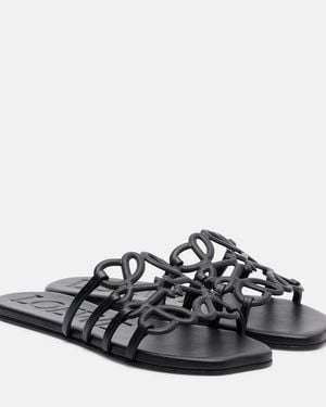 Loewe Sandalen Anagram Aus Leder - Schwarz