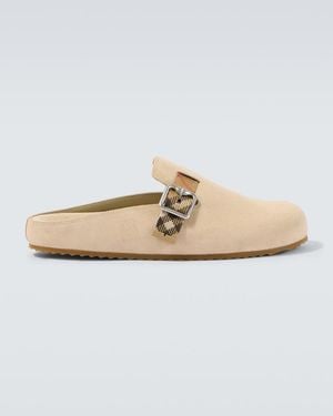 Burberry Slippers Urchin Aus Veloursleder - Weiß