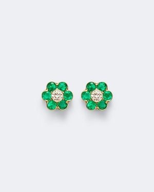 Anita Ko Flora 18Kt Earrings With Emeralds And Diamond - Green