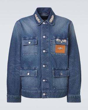 Simone Rocha Verzierte Jeansjacke - Blau