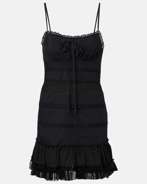 STAUD Halie Ruffled Cotton-Blend Poplin Minidress - Black