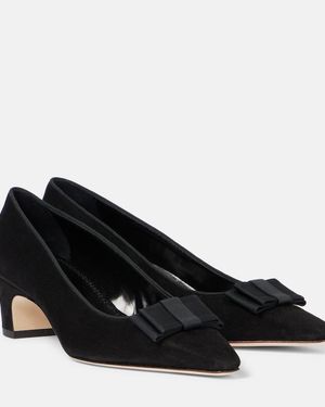 Manolo Blahnik Reador Bow-Detail Suede Court Shoes - Black