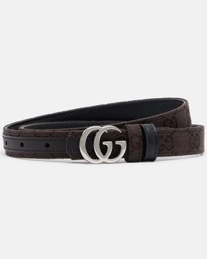 Gucci Wendbarer Guertel Gg Marmont Aus Canvas - Schwarz