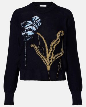 Erdem Pullover Aus Wolle Und Baumwolle - Blau