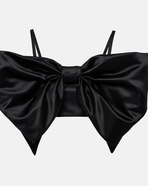 Nina Ricci Duchess Bow-Detail Satin Bralette - Black