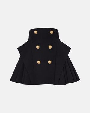 Balmain Virgin Wool Grain De Poudre Miniskirt - Blue