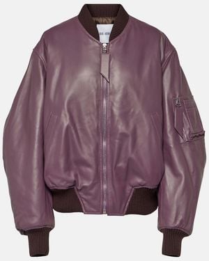 The Attico Anja Leather Bomber Jacket - Purple