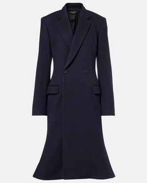 Balenciaga Mantel Godet Aus Wolle - Blau