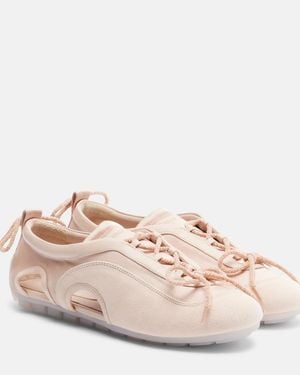 Simone Rocha Cutout Suede-Trimmed Satin Trainers - Pink