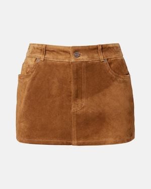 7 For All Mankind Low-Rise Suede Miniskirt - Brown