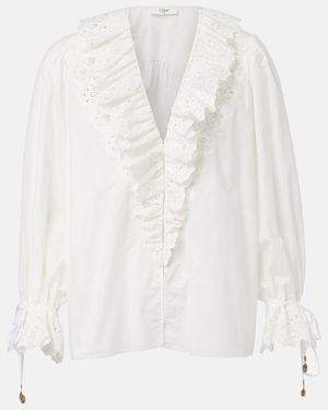 Chloé Broderie Anglaise Cotton Voile Blouse - White