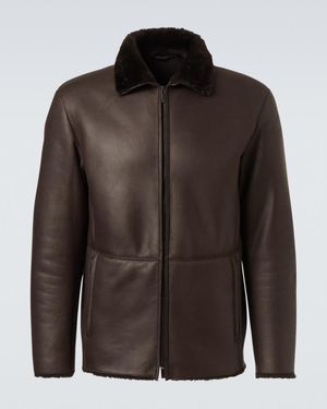 Giorgio Armani Chaqueta De Piel Con Forro De Borrego - Marrón