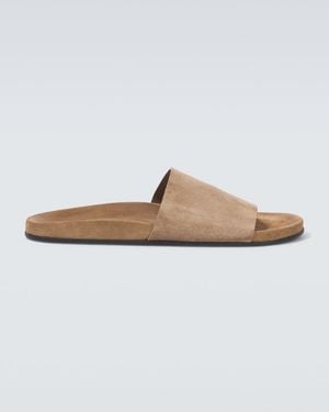 The Row Hugh Suede Slides - White