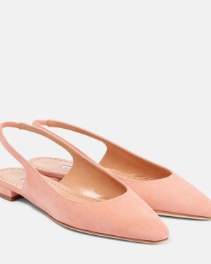 Manolo Blahnik Sawra 10 Suede Slingback Flats - Pink