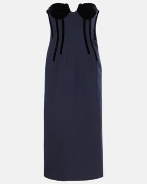 Sportmax Anemone Wool-Blend Bustier Midi Dress - Blue