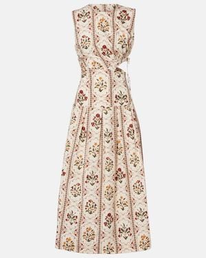 Agua Bendita Otono Andes Floral Cotton Midi Dress - Natural
