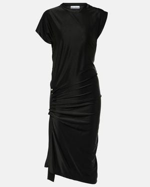Rabanne Draped Jersey Midi Dress - Black