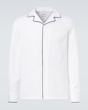 Brunello Cucinelli Cotton Honeycomb Piped Shirt - White