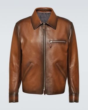 Berluti Patina 1 Jour Leather Blouson Jacket - Brown