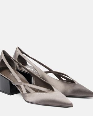 Prada Pumps Pointy 55 Aus Satin - Mettallic