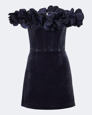 Rebecca Vallance Charles Ruffled Velvet Minidress - Blue