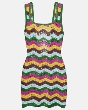 Bananhot Lindsay Striped Crochet Minidress - Green
