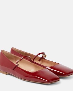 Gianvito Rossi Christina Patent Leather Mary Jane Flats - Red