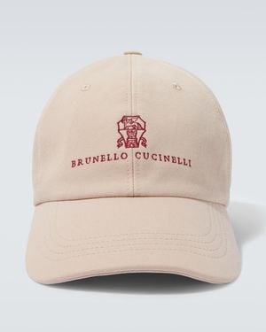 Brunello Cucinelli Logo Cotton Canvas Baseball Cap - Natural