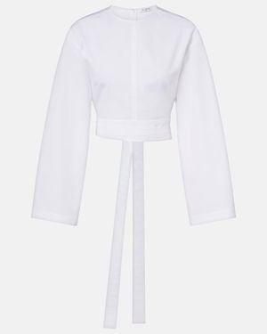 Alaïa Cotton Poplin Crop Top - White