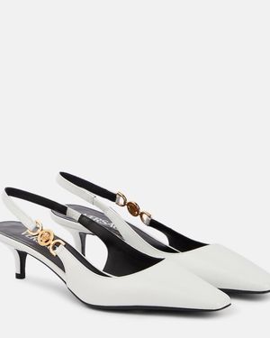 Versace Medusa Biggie Leather Slingback Court Shoes - White