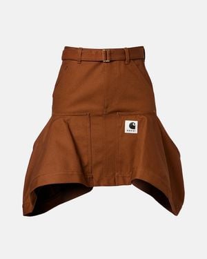 Sacai X Carhartt Cotton Canvas Miniskirt - Brown