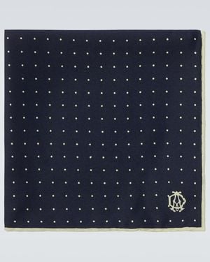 dunhill Polka-Dot Silk Pocket Square - Blue