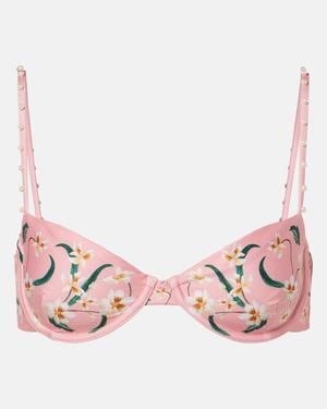 Agua Bendita Top Bikini Magdalena Con Stampa Floreale - Rosa