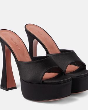 AMINA MUADDI Dalida Satin Platform Mules - Black