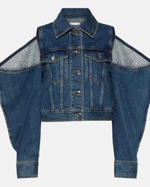 Area Chaqueta En Denim Adornado Con Aberturas - Azul