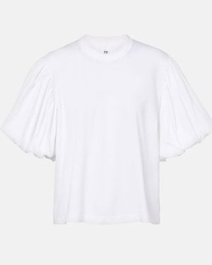 Noir Kei Ninomiya Puff-Sleeve Cotton Jersey T-Shirt - White