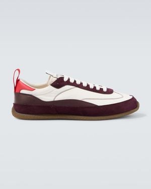 McQueen Ec1 Suede-Trimmed Leather Trainers - Red