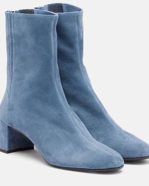 Aquazzura Saint Honore Suede Ankle Boots - Blue