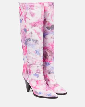 Isabel Marant Ririo Printed Leather Knee-High Boots - Pink
