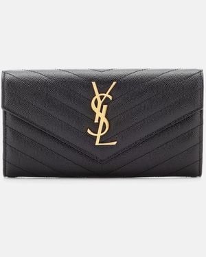 Saint Laurent Monogram Leather Chain Wallet - Black