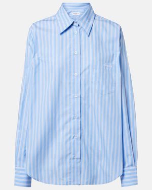 Hunza G Striped Cotton Polin Shirt - Blue