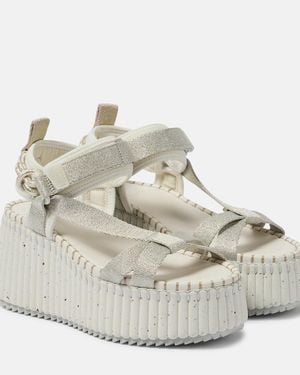 Chloé Nama Metallic Wedge Sandals