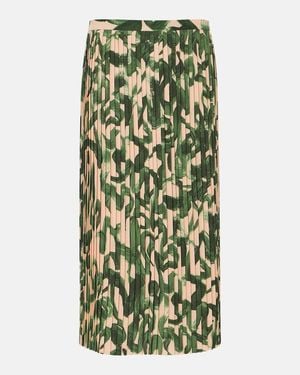 Dries Van Noten Printed Pleated Midi Skirt - Green